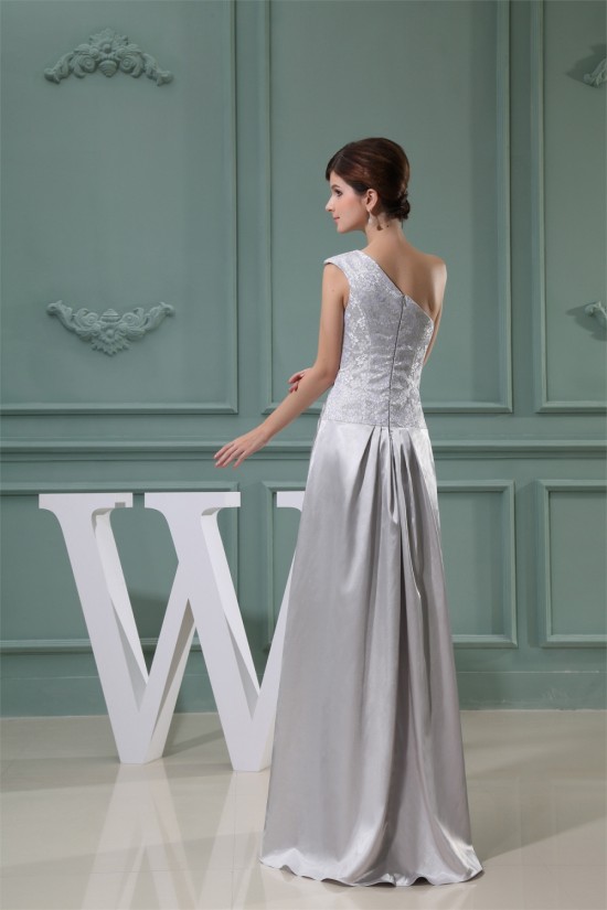 A-Line Beading One-Shoulder Sleeveless Lace Silk like Satin and Lace Best Long Bridesmaid Dresses 02010004 A-Line Beading One-Shoulder Sleeveless Lace Silk like Satin and Lace Best Long Bridesmaid Dresses 02010004