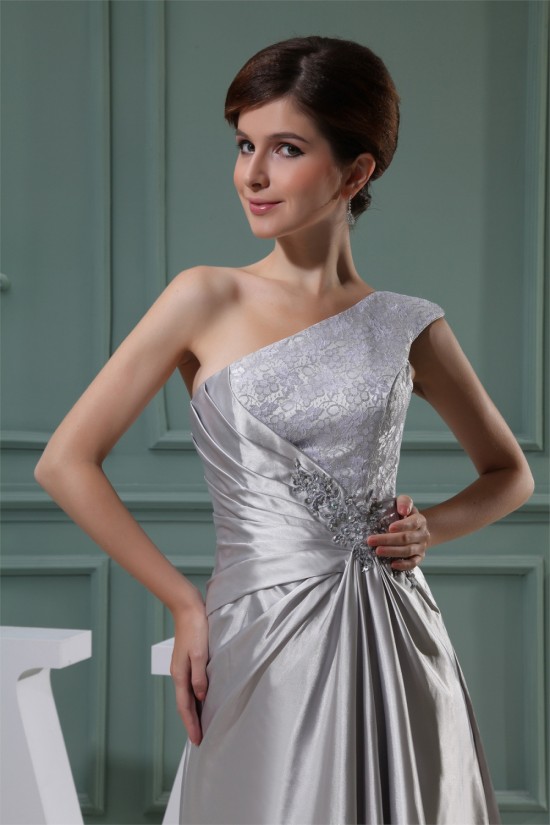 A-Line Beading One-Shoulder Sleeveless Lace Silk like Satin and Lace Best Long Bridesmaid Dresses 02010004 A-Line Beading One-Shoulder Sleeveless Lace Silk like Satin and Lace Best Long Bridesmaid Dresses 02010004