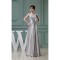 A-Line Beading One-Shoulder Sleeveless Lace Silk like Satin and Lace Best Long Bridesmaid Dresses 02010004