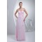 Beading Sweetheart Sleeveless Sheath/Column Long Pink Chiffon Bridesmaid Dresses 02010007