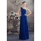 Chiffon Pleated Floor-Length One-Shoulder Sleeveless Long Blue Bridesmaid Dresses 02010011