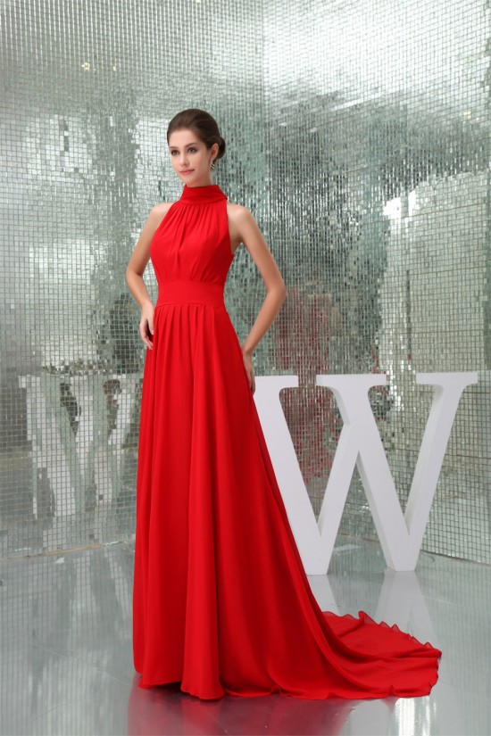 A-Line High-Neck Sleeveless Ruffles Long Red Chiffon Bridesmaid Dresses 02010012 A-Line High-Neck Sleeveless Ruffles Long Red Chiffon Bridesmaid Dresses 02010012