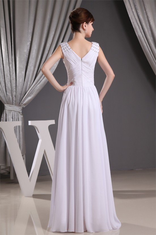A-Line Beading Floor-Length Long White Bridesmaid Dresses 02010014 A-Line Beading Floor-Length Long White Bridesmaid Dresses 02010014