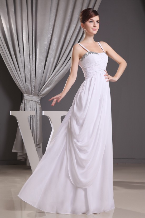 Long White Spaghetti Strap Sleeveless Bridesmaid Dresses 02010015 Long White Spaghetti Strap Sleeveless Bridesmaid Dresses 02010015