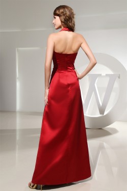 Criss Cross Floor-Length A-Line Halter Sleeveless Long Red Best Bridesmaid Dresses 02010020