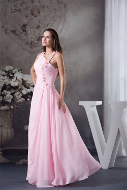 Sheath/Column Long Pink Chiffon Beaded Bridesmaid Dresses 02010021