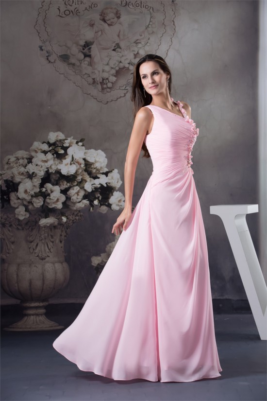 Sheath/Column Long Pink Chiffon Beaded Bridesmaid Dresses 02010021 Sheath/Column Long Pink Chiffon Beaded Bridesmaid Dresses 02010021