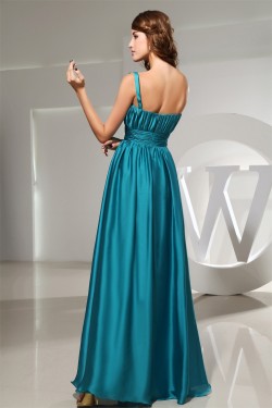 Elastic Woven Satin Floor-Length One-Shoulder Best Bridesmaid Dresses 02010023
