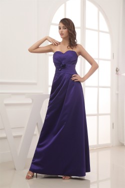 Elegant Handmade Flowers Satin A-Line Sweetheart Bridesmaid Dresses 02010025