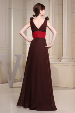 Elegant Sleeveless Chiffon Silk like Satin V-Neck Bridesmaid Dresses 02010026