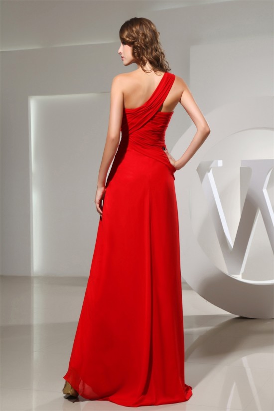 Falbala One-Shoulder Long Red Chiffon Bridesmaid Evening Dresses 02010027 Falbala One-Shoulder Long Red Chiffon Bridesmaid Evening Dresses 02010027