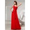 Falbala One-Shoulder Long Red Chiffon Bridesmaid Evening Dresses 02010027