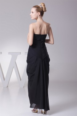 Fantastic Sheath/Column Sleeveless Strapless Draped Long Black Bridesmaid Dresses 02010028