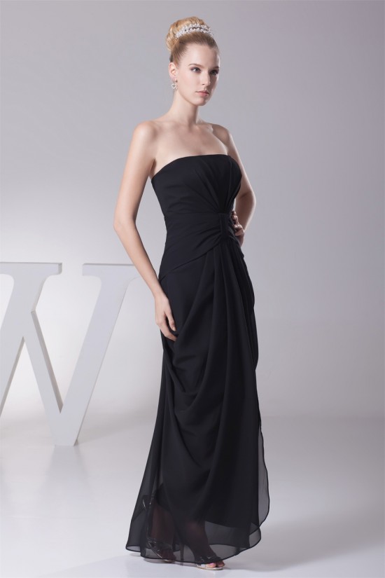 Fantastic Sheath/Column Sleeveless Strapless Draped Long Black Bridesmaid Dresses 02010028 Fantastic Sheath/Column Sleeveless Strapless Draped Long Black Bridesmaid Dresses 02010028