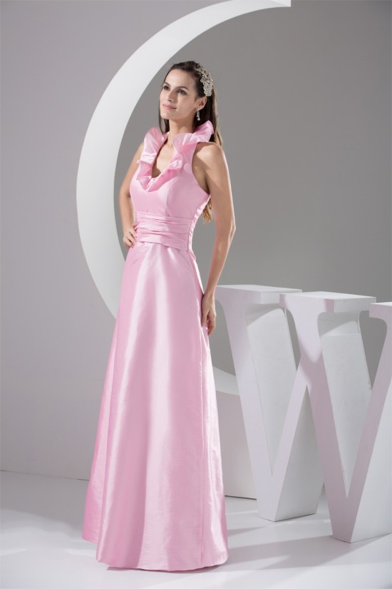 Floor-Length A-Line Halter Sleeveless Ruched Long Pink Bridesmaid Dresses 02010030 Floor-Length A-Line Halter Sleeveless Ruched Long Pink Bridesmaid Dresses 02010030
