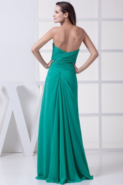 Floor-Length Chiffon Beading Long Green Bridesmaid Dresses 02010033