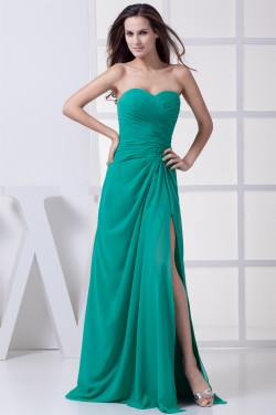 Floor-Length Chiffon Beading Long Green Bridesmaid Dresses 02010033