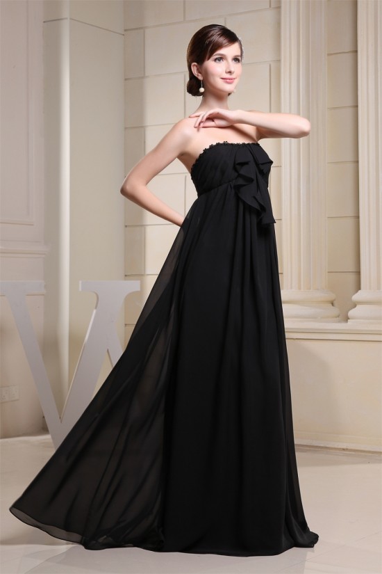 Empire Strapless Long Black Chiffon Maternity Bridesmaid Evening Dresses 02010034