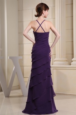 Floor-Length Spaghetti Strap Chiffon Tiered Best Bridesmaid Dresses 02010038