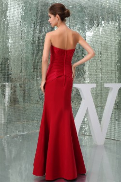 Floor-Length Criss Cross Trumpet/Mermaid Soft Long Red Sweetheart Bridesmaid Dresses 02010040