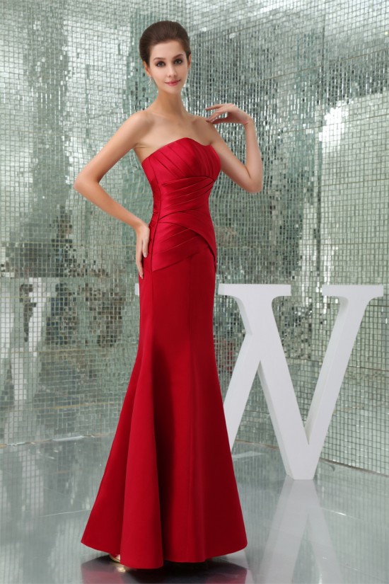 Floor-Length Criss Cross Trumpet/Mermaid Soft Long Red Sweetheart Bridesmaid Dresses 02010040