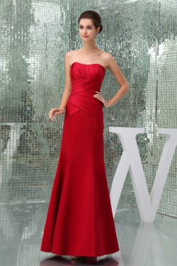 Floor-Length Criss Cross Trumpet/Mermaid Soft Long Red Sweetheart Bridesmaid Dresses 02010040
