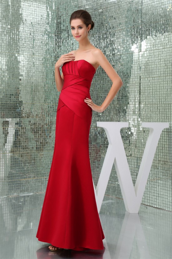 Floor-Length Criss Cross Trumpet/Mermaid Soft Long Red Sweetheart Bridesmaid Dresses 02010040