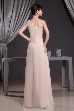 A-Line Floor-Length One-Shoulder Sleeveless Beaded Long Bridesmaid Dresses 02010042