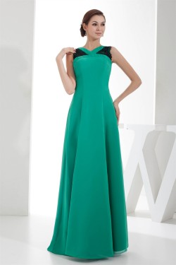 Floor-Length Sleeveless Portrait Chiffon Lace Best Bridesmaid Dresses 02010047