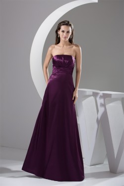 A-Line Sleeveless Floor-Length Strapless Pleats Long Bridesmaid Dresses 02010049
