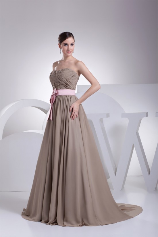 A-Line Floor-Length Strapless Sleeveless Long Bridesmaid Dresses 02010050