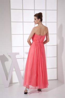 Handmade Flowers Ankle-Length Strapless Best Long Bridesmaid Dresses 02010060