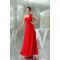 One-Shoulder A-Line Chiffon Sleeveless Draped Best Long Red Bridesmaid Dresses 02010064