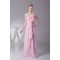 One-Shoulder Chiffon A-Line Long Pink Beaded Bridesmaid Dresses 02010067