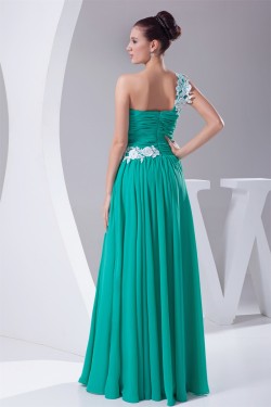 A-Line One-Shoulder Chiffon Floor-Length Best Bridesmaid Dresses 02010069