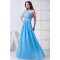 A-Line One-Shoulder Floor-Length Chiffon Lace Long Bridesmaid Dresses 02010070