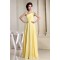 A-Line One-Shoulder Ruffles Floor-Length Chiffon Long Yellow Bridesmaid Dresses 02010072