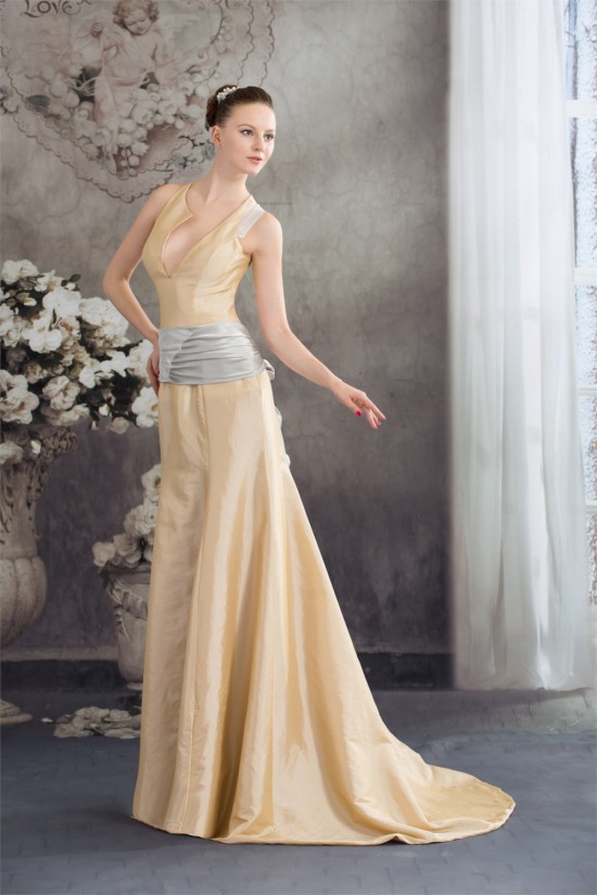 Puddle Train Mermaid/Trumpet Straps Sleeveless Long Bridesmaid Dresses 02010077