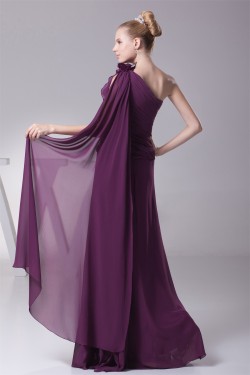 A-Line Ruffles One-Shoulder Chiffon Long Bridesmaid Dresses 02010078