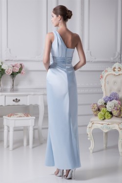 Ruffles Elastic Woven Satin One-Shoulder Long Bridesmaid Dresses 02010080