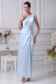 Ruffles Elastic Woven Satin One-Shoulder Long Bridesmaid Dresses 02010080