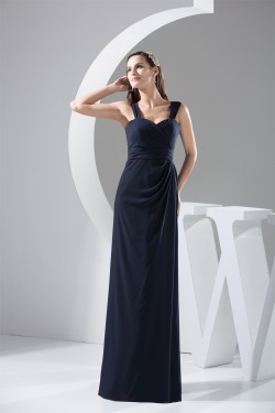 Sheath/Column Simple Style Floor-Length Chiffon Sleeveless Best Bridesmaid Dresses 02010088