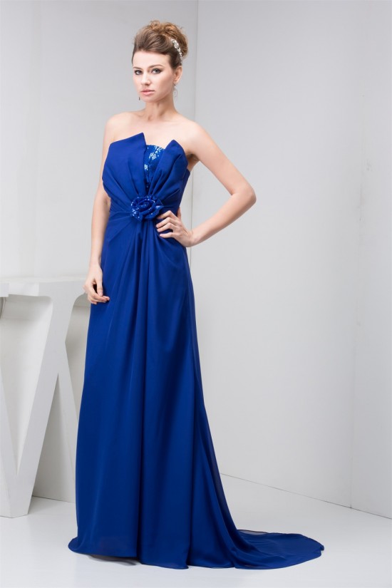 A-Line Chiffon Sequins Long Blue Brush Sweep Train Bridesmaid Dresses 02010090 A-Line Chiffon Sequins Long Blue Brush Sweep Train Bridesmaid Dresses 02010090