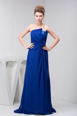 A-Line Chiffon Sequins Long Blue Brush Sweep Train Bridesmaid Dresses 02010090