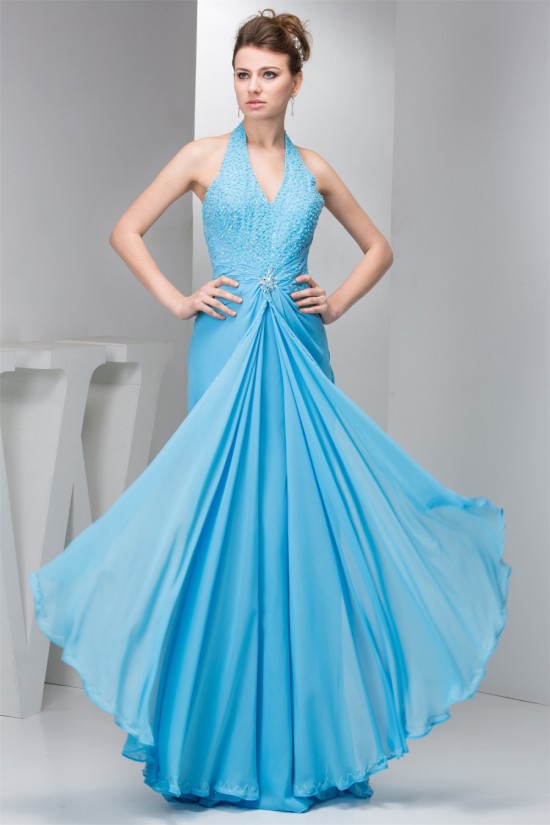 Elegant Beading 100D Chiffon Halter Long Blue Bridesmaid Dresses 02010092 Elegant Beading 100D Chiffon Halter Long Blue Bridesmaid Dresses 02010092