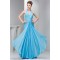 Elegant Beading 100D Chiffon Halter Long Blue Bridesmaid Dresses 02010092
