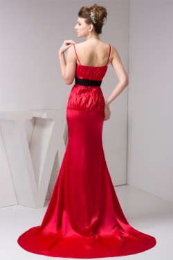Brush Sweep Train Trumpet/Mermaid Spaghetti Straps Long Red Bridesmaid Dresses 02010094
