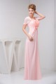 Chiffon Floor-Length Sleeveless Square Sheath/Column Long Pink Bridesmaid Dresses 02010095