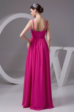 A-Line Floor-Length Spaghetti Strap Long Chiffon Bridesmaid Dresses 02010097