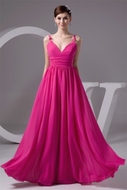 A-Line Floor-Length Spaghetti Strap Long Chiffon Bridesmaid Dresses 02010097